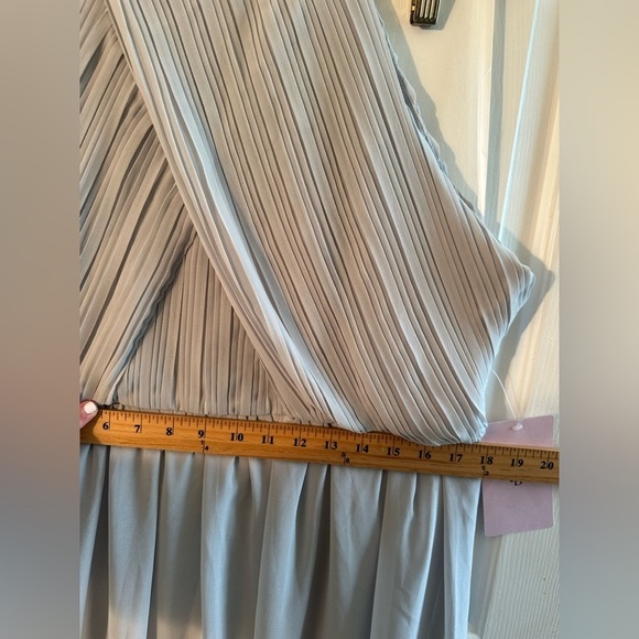 BHLDN Anthro 16 Wedding Madrie Maxi Dress Fog Grey Bridesmaid Halter Chiffon NWT - Picture 10 of 11